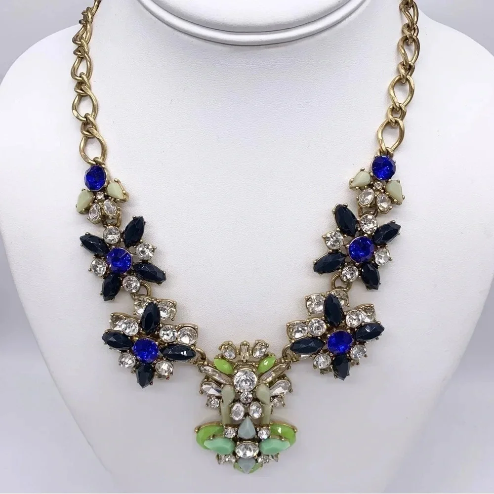 J. Crew Blue Green Jeweled Necklace